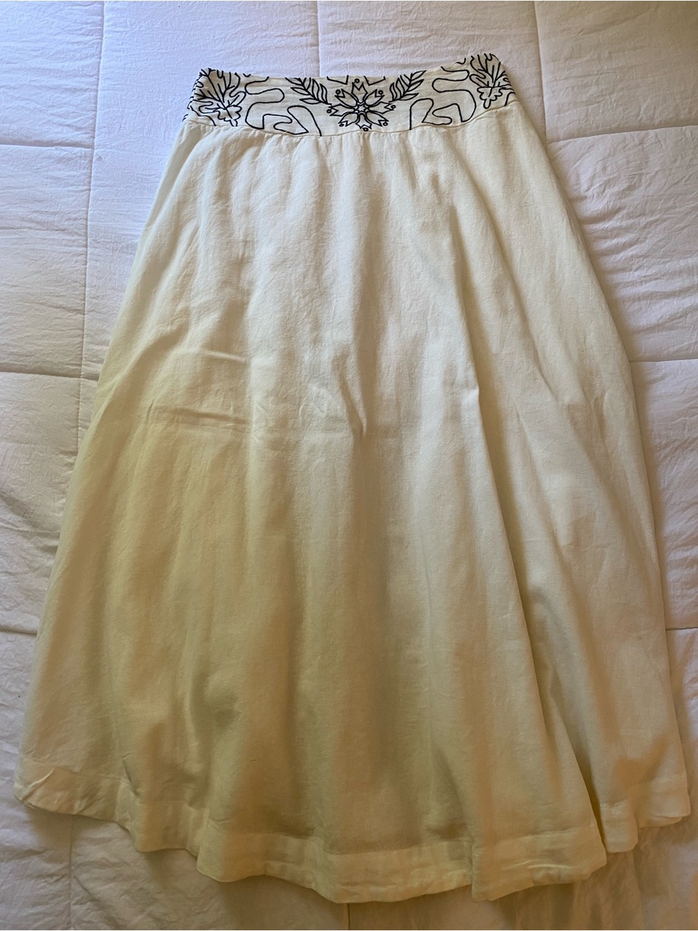 Free People Cream Maxi Skirt with Embroidered Waistband